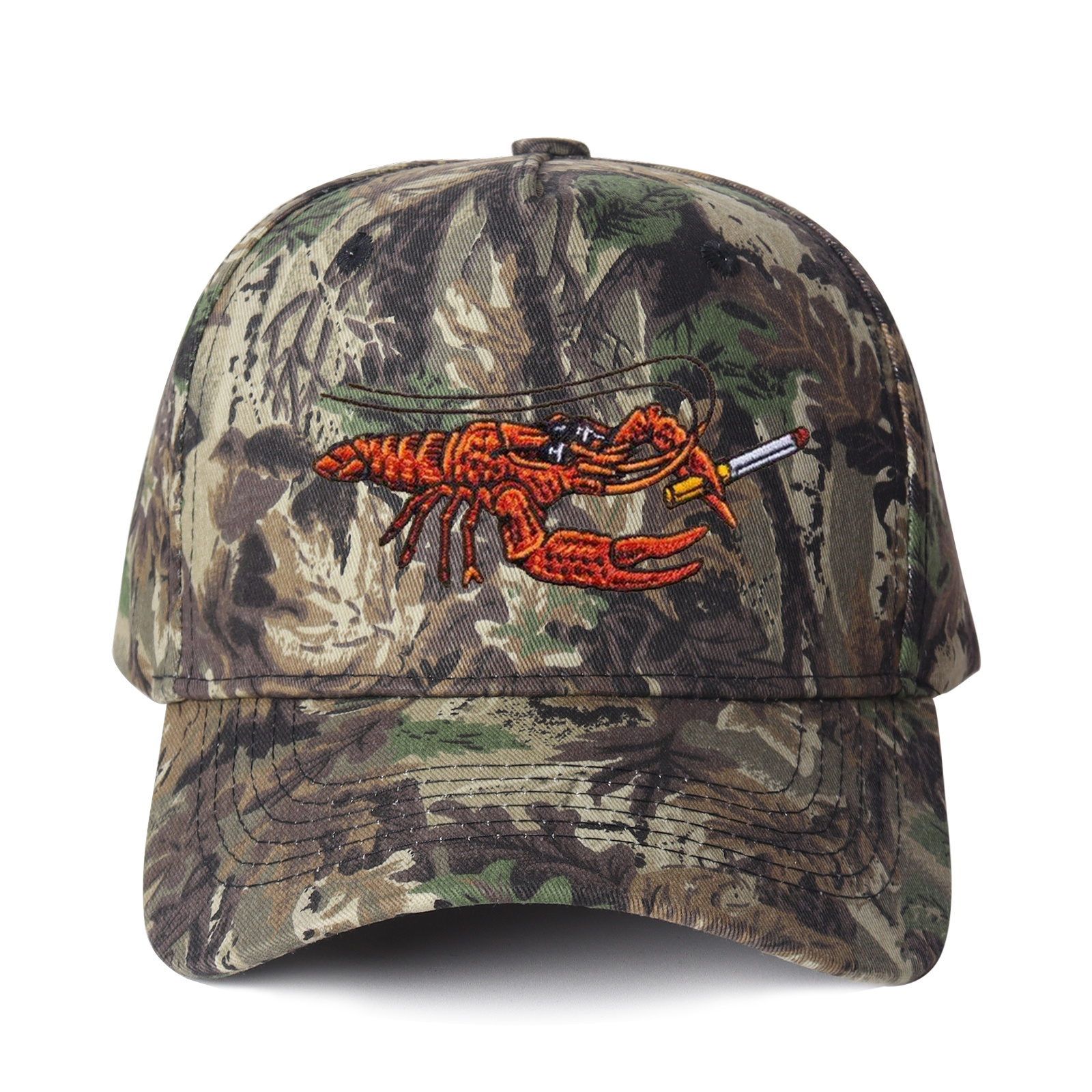 Cartoon Crayfish Embroidered Trucker Hat product details