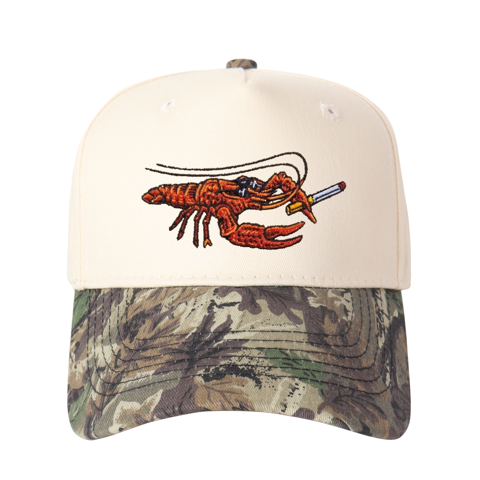 Cartoon Crayfish Embroidered Trucker Hat product details