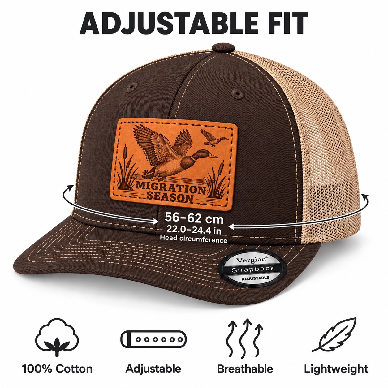 Migration Season Leather Patch Trucker Hat product details
