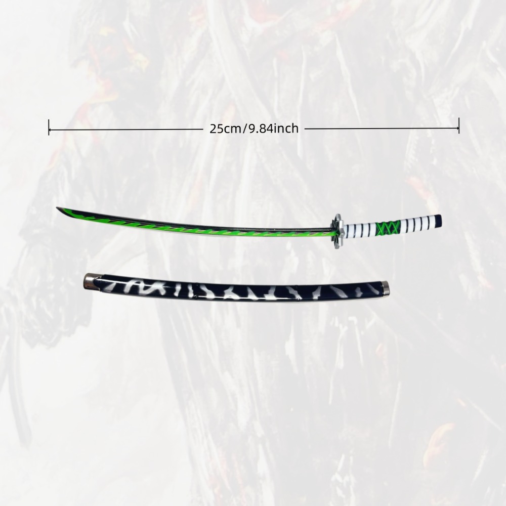 Small green and black katana-style model