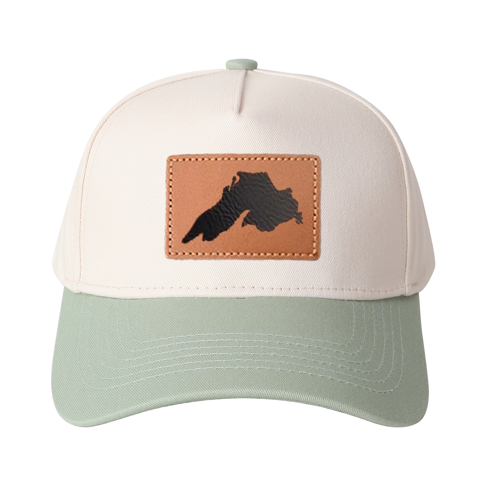 Upper Peninsula Of Michigan Leather Patch Trucker Hat product details