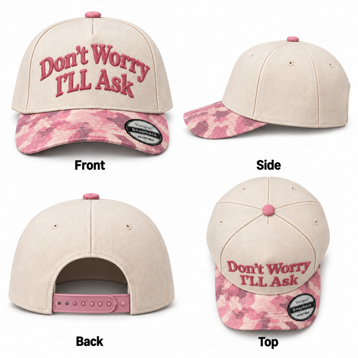 Don't Worry I'll Ask 5-Panel Trucker Hat product details