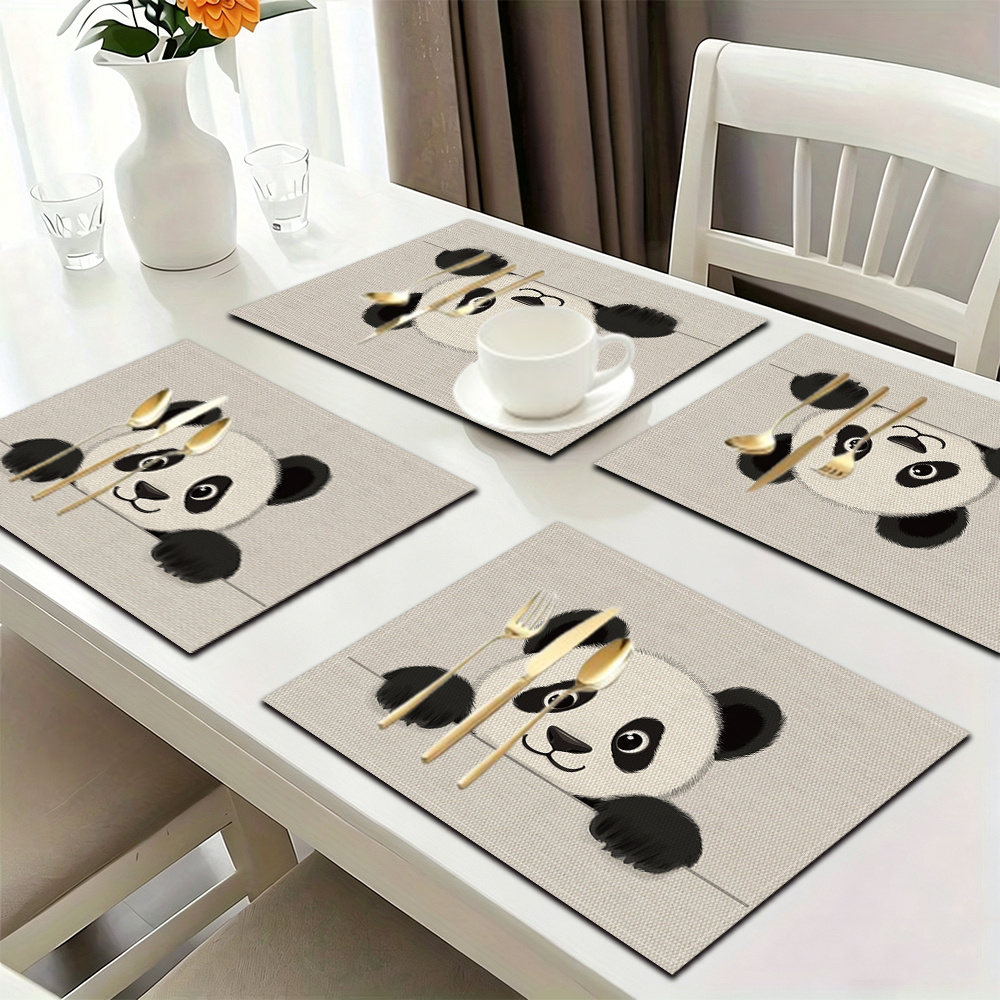 1pc/4pcs/6pcs A Cute Panda Peeking Over Patterned Printed 30Cm 45Cm Placemats Suitable For Festival Dining Creating A Festive Atmosphere_voghion.com