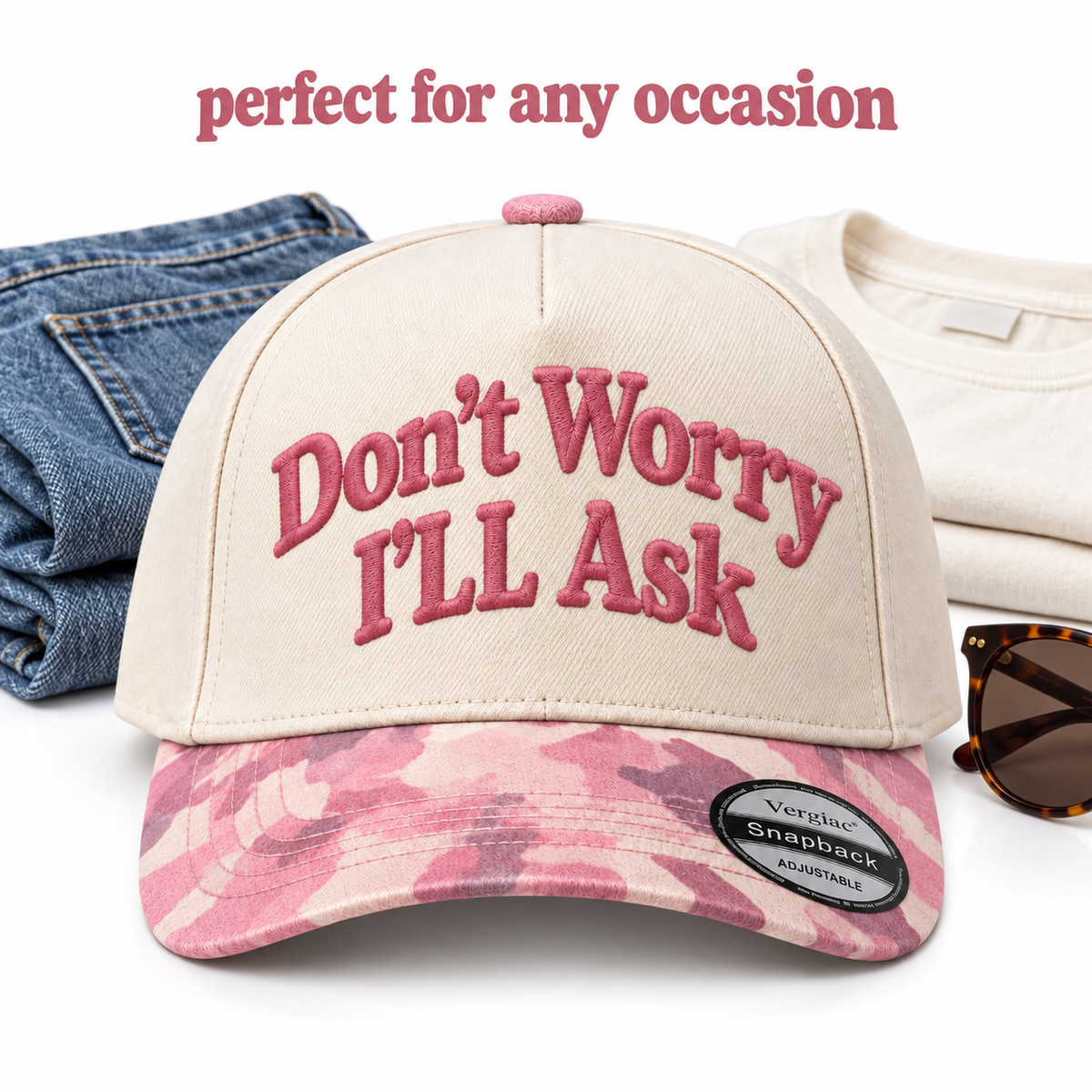 Don't Worry I'll Ask 5-Panel Trucker Hat product details