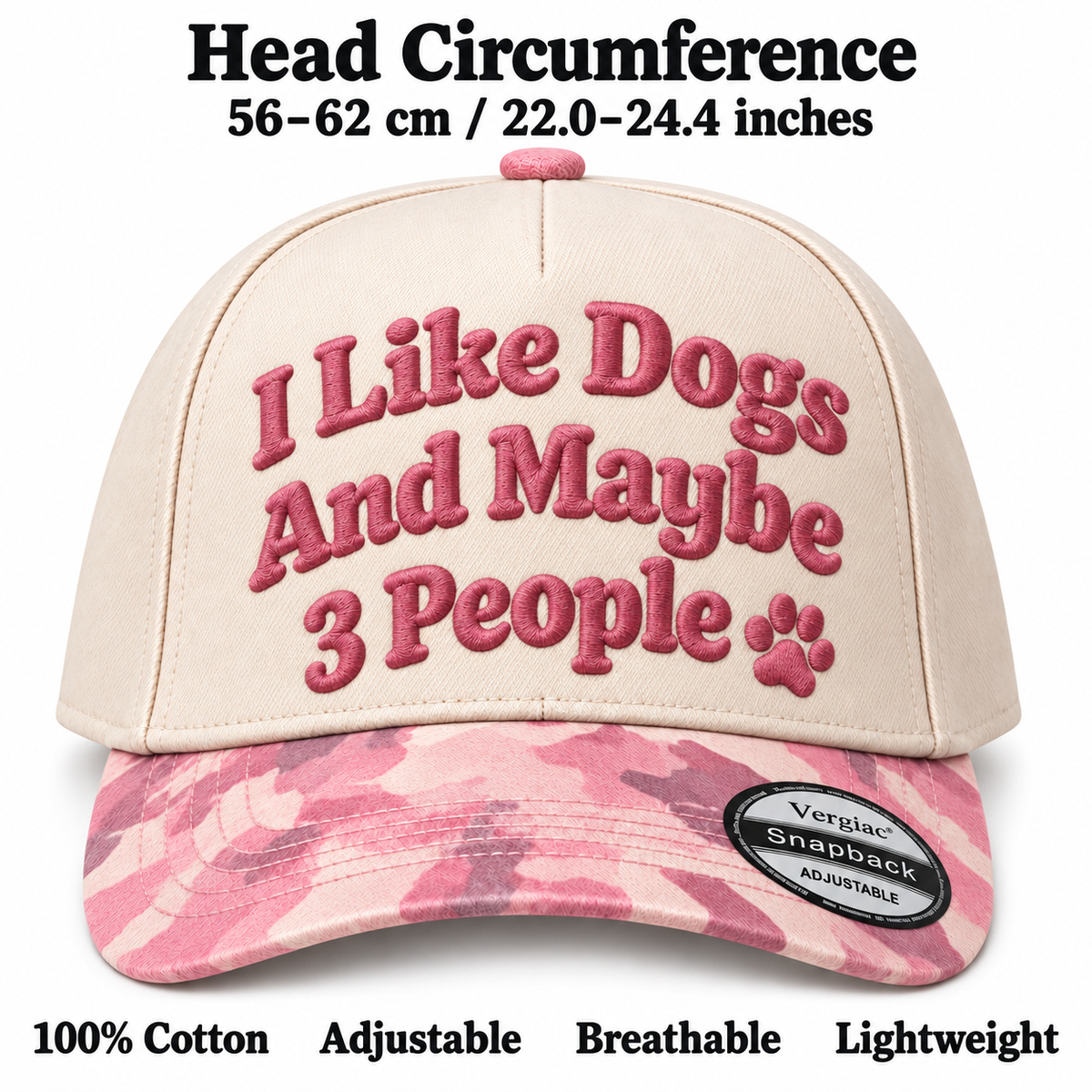 I Like Dogs and Maybe 3 People 5-Panel Trucker Hat product details