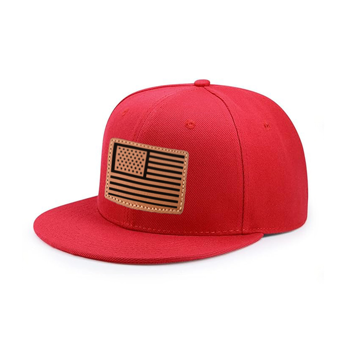 American Flag Leather Patch Trucker Hat product details