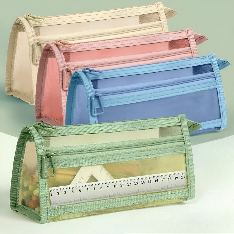 Transparent Mesh Pencil Case vs Solid Pouch Exam Day Organization — view 1