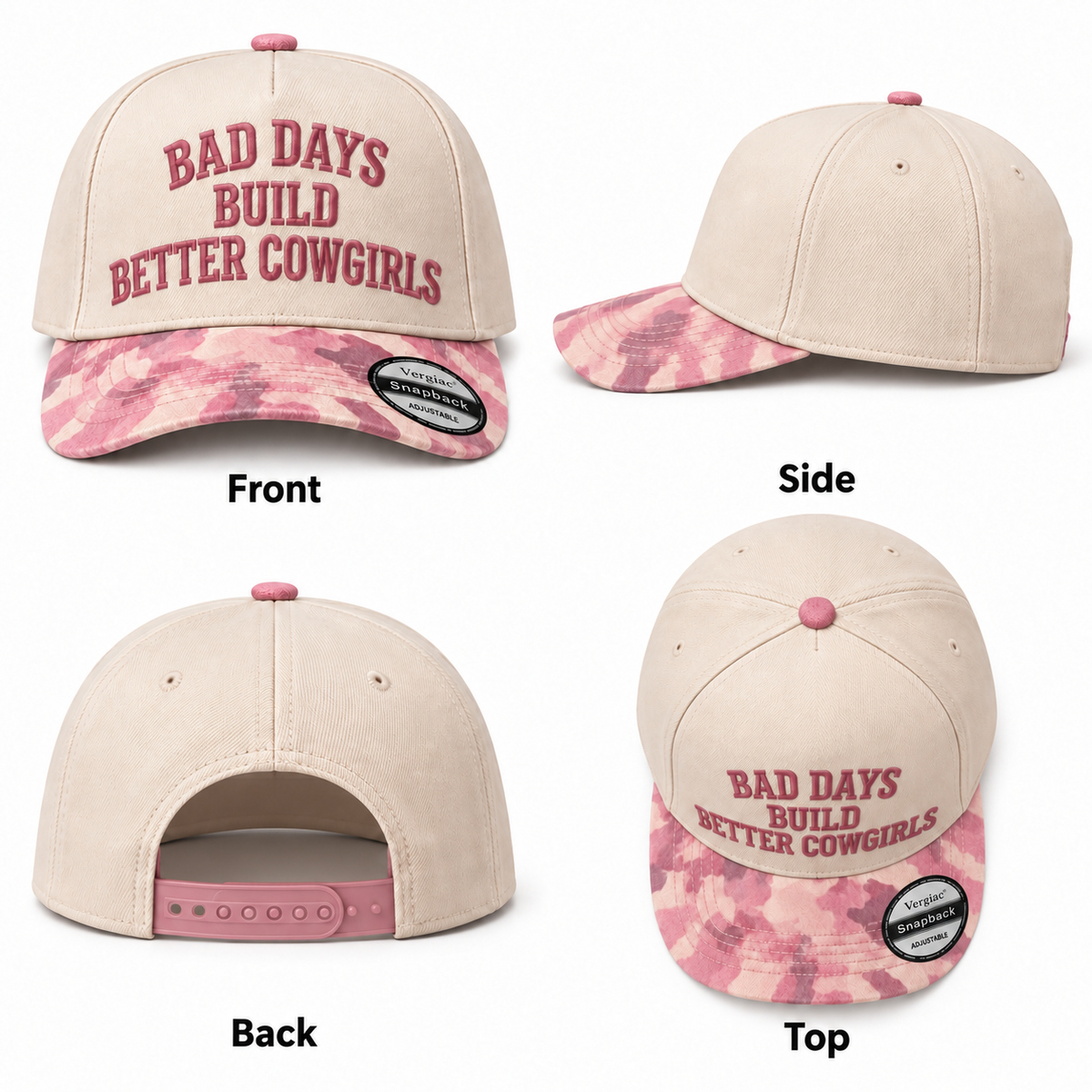 Bad Days Build Better Cowgirls Western Cowboy 5-Panel Trucker Hat product details