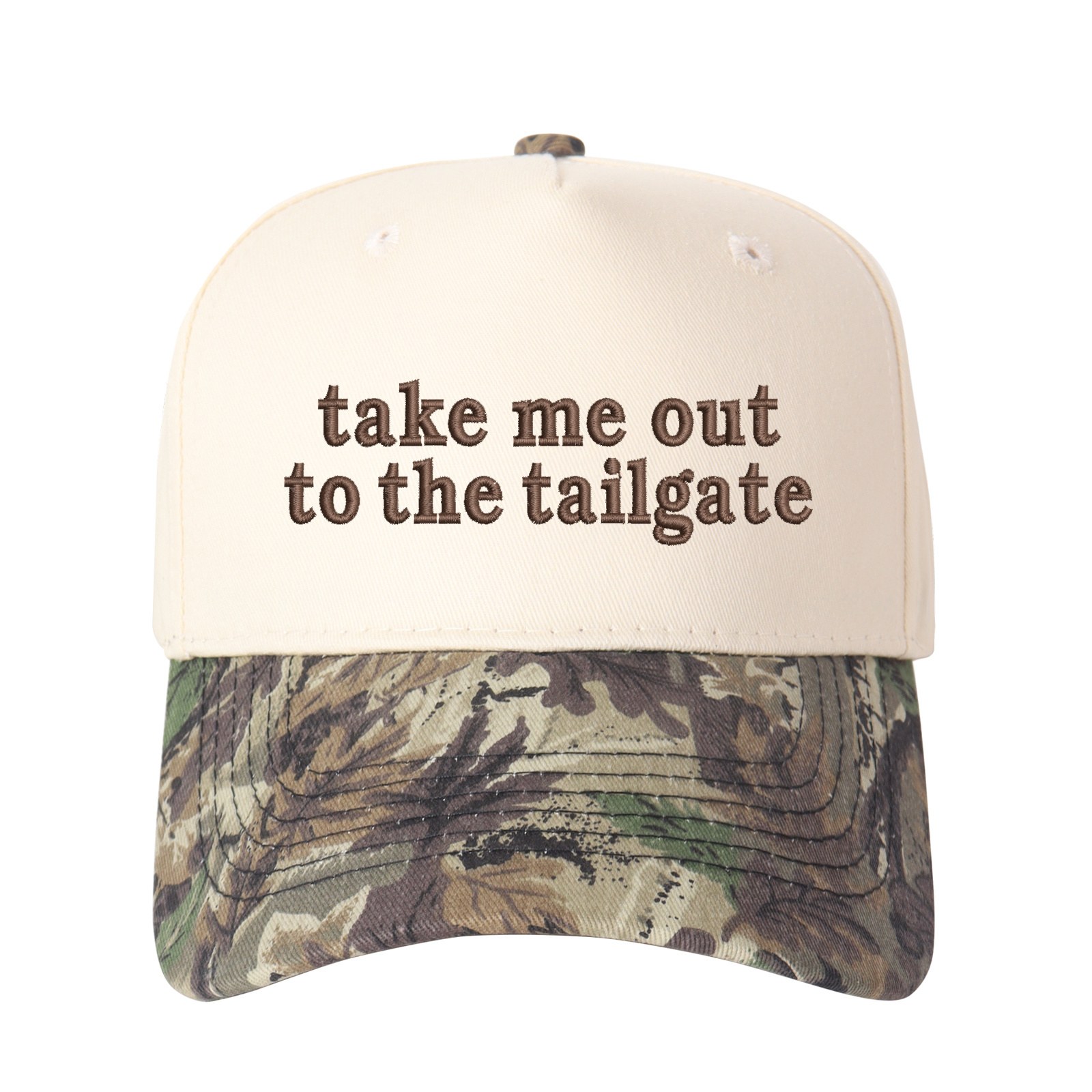 Take Me Out To The Tailgate Embroidered Trucker Hat product details