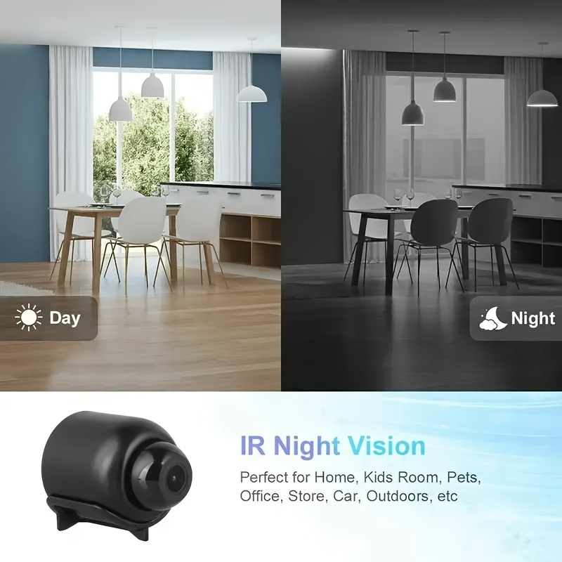 Caméra de sécurité Wi-Fi sans fil avec vidéo HD, mise au point automatique, détection de mouvement, pour la surveillance à domicile, alimentation USB, visualisation à distance 144_voghion.com