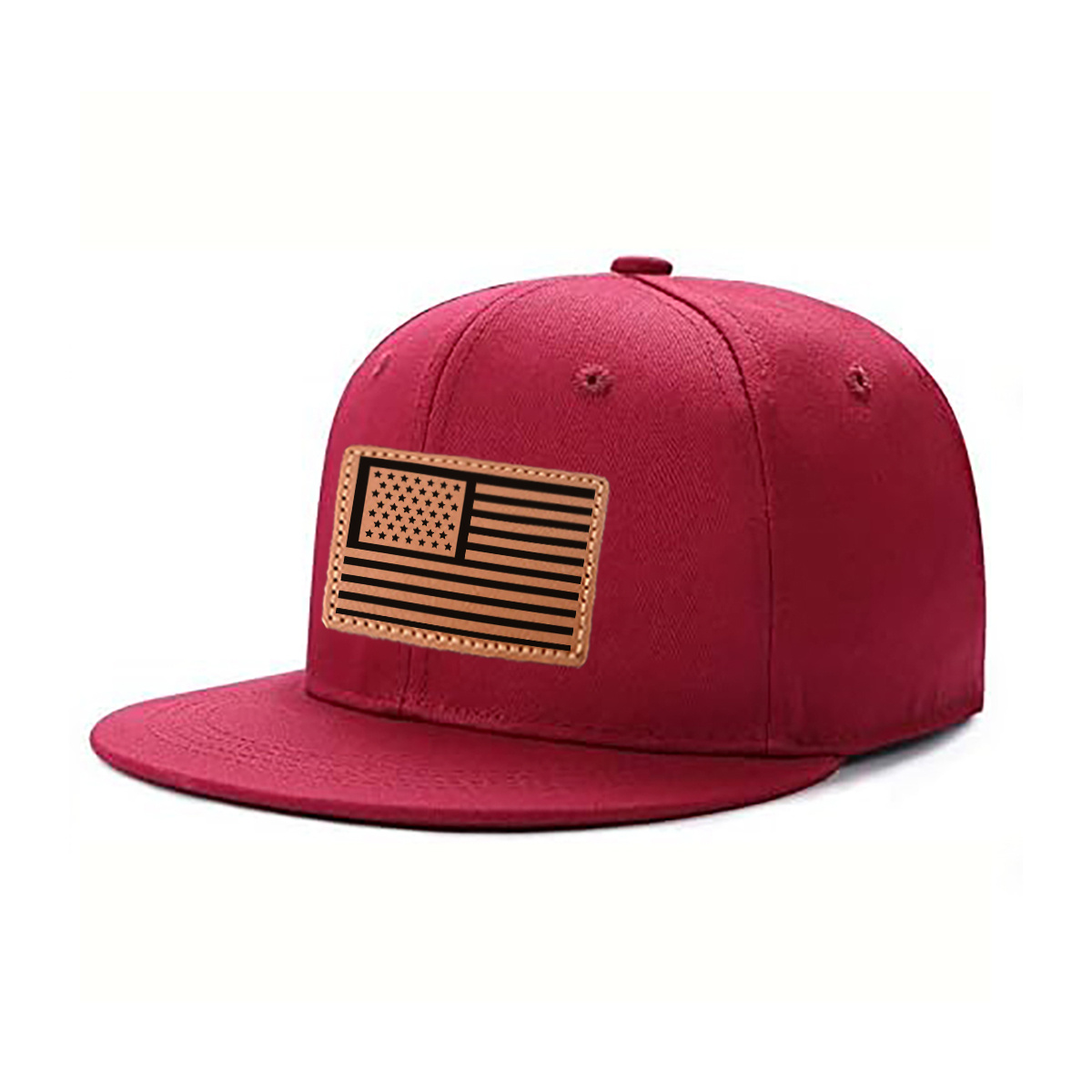 American Flag Leather Patch Trucker Hat product details