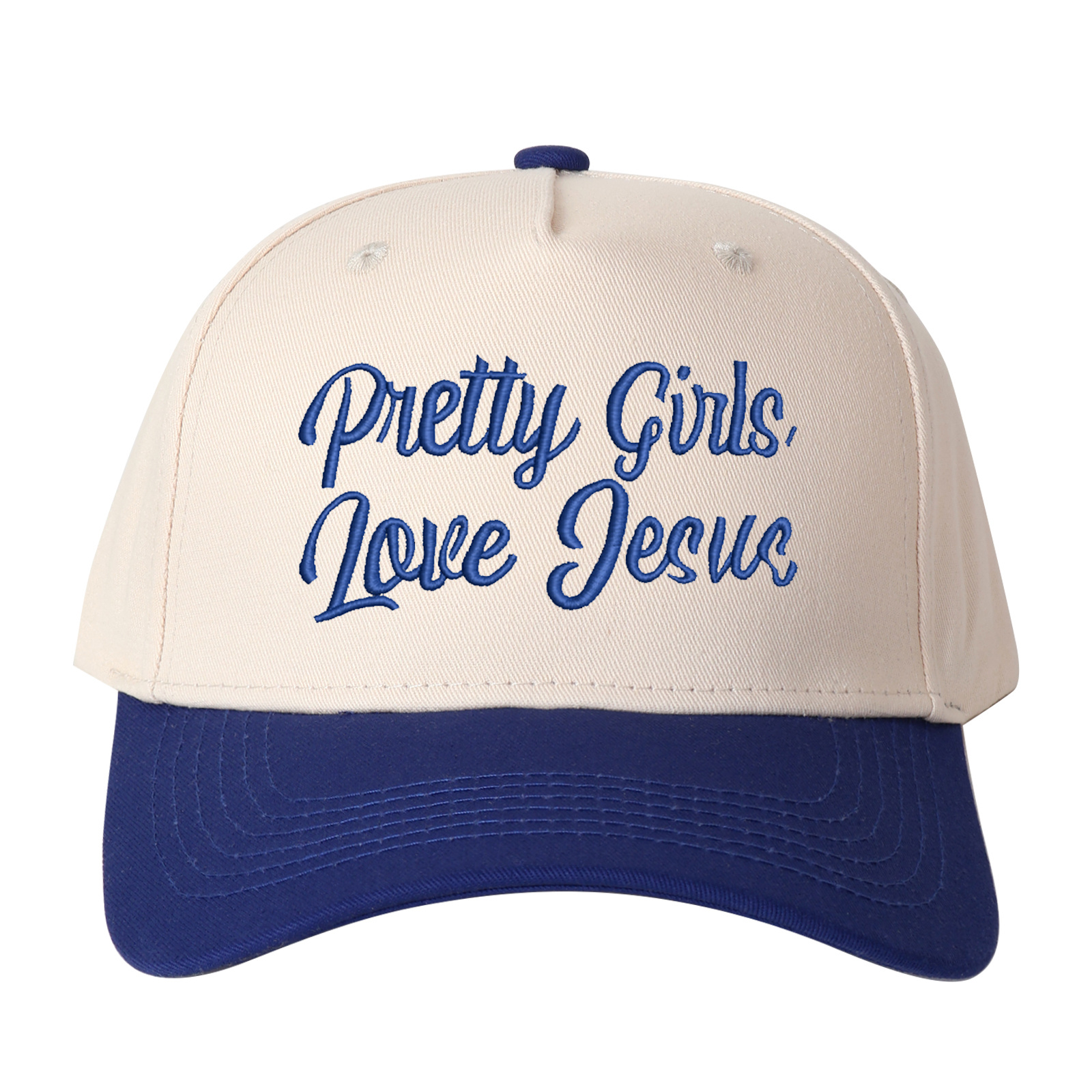 Pretty Girls Love Jesus Embroidered Trucker Hat product details