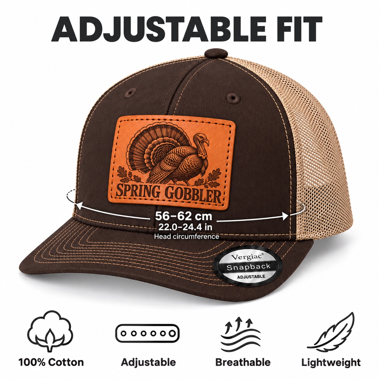 Spring Gobbler Leather Patch Trucker Hat product details
