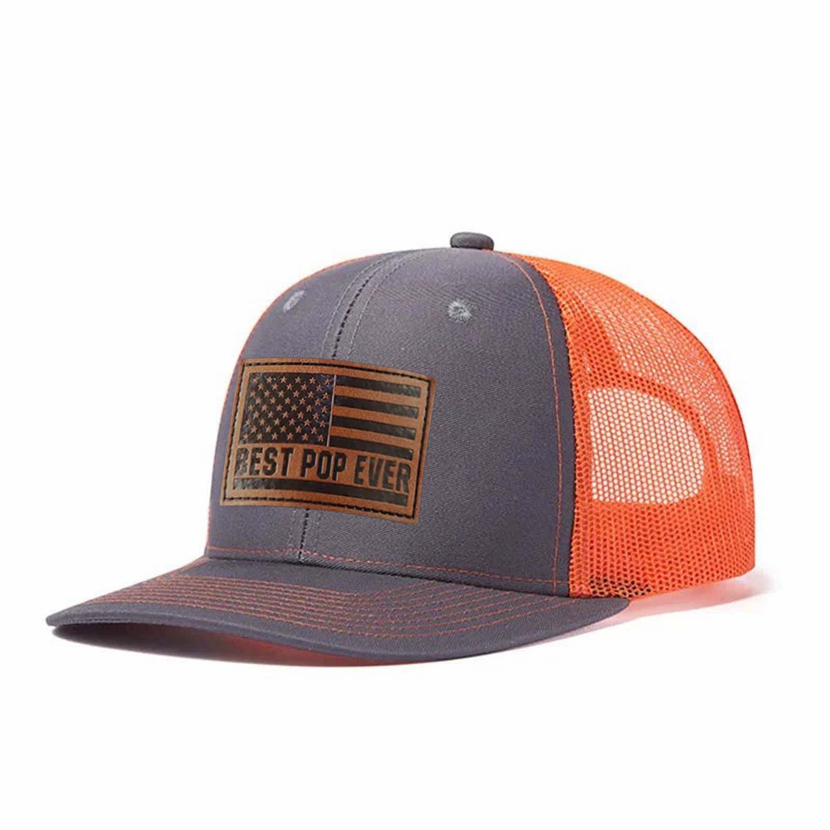 Best Pop Ever Leather Patch Trucker Hat product details