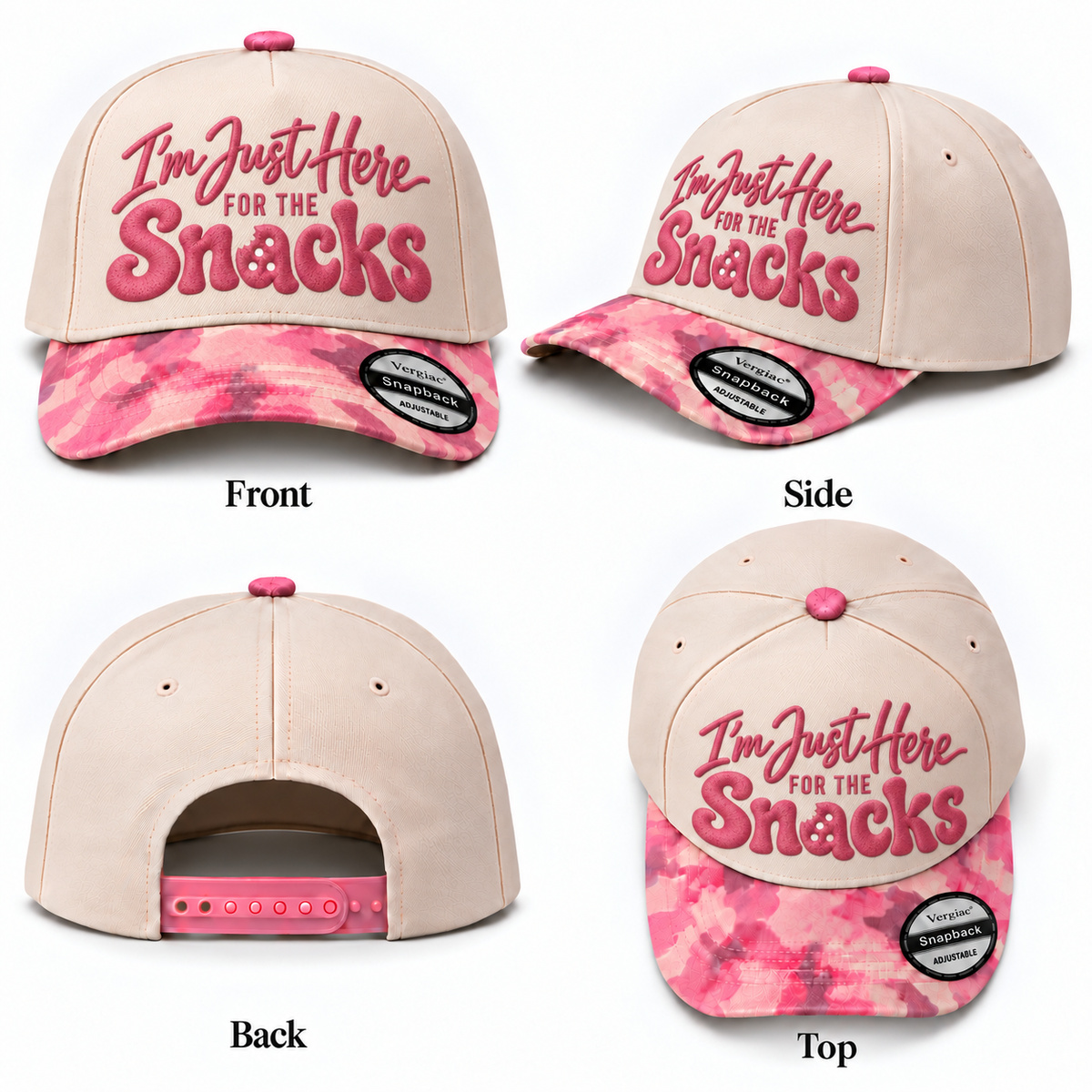 Im Just Here For The Snacks 5-Panel Trucker Hat product details