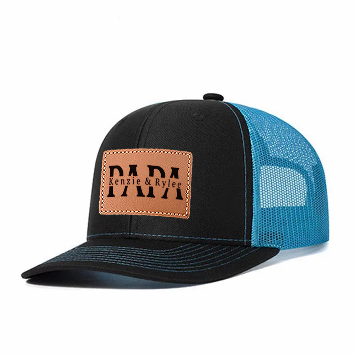 Papa Kenzie & Rylee Leather Patch Trucker Hat product details