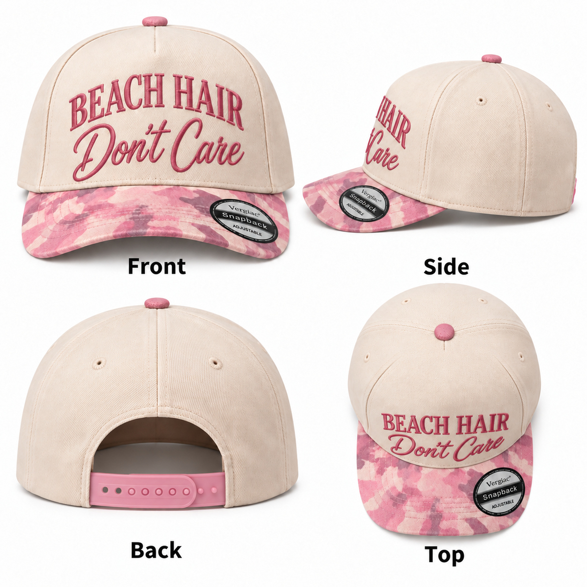 Beach Hair Dont Care Beach-themed 5-Panel Trucker Hat product details