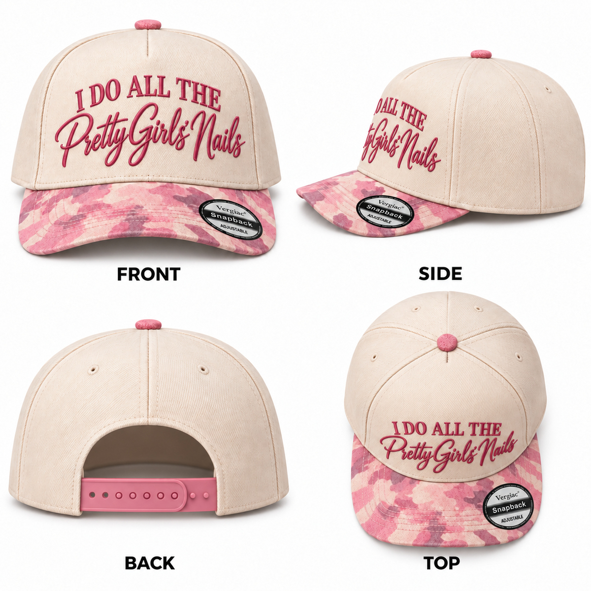 I Do All The Pretty Girls Nails Nail Art-themed 5-Panel Trucker Hat product details