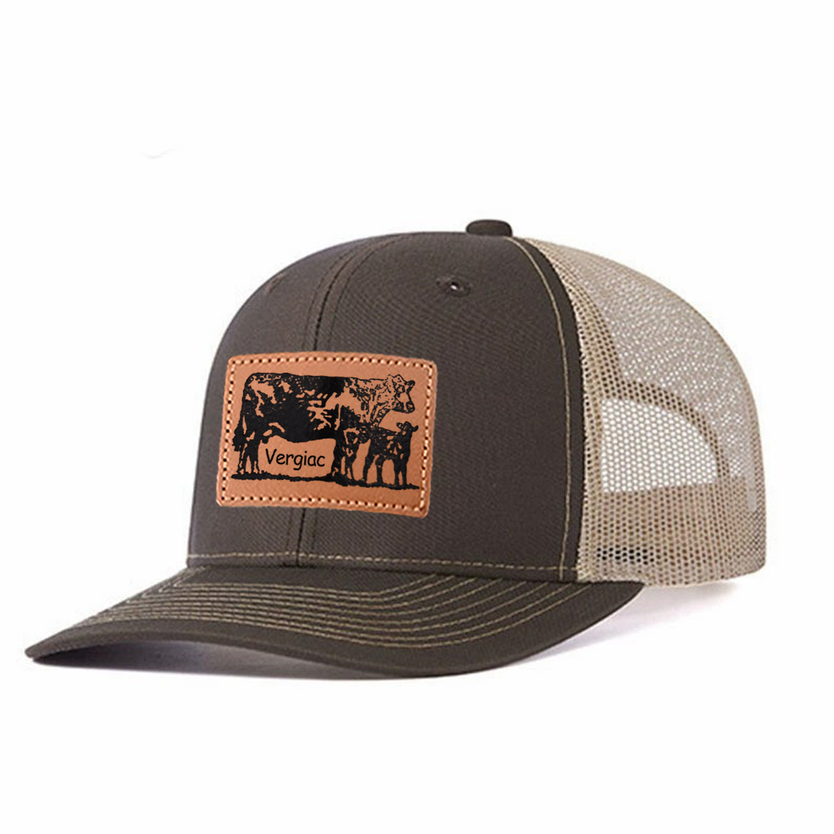 Cow Leather Patch Trucker Hat product details