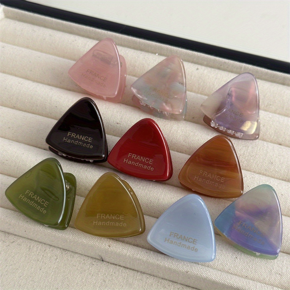 Pinza de pelo triangular acetato pequeña accesorio elegante_voghion.com