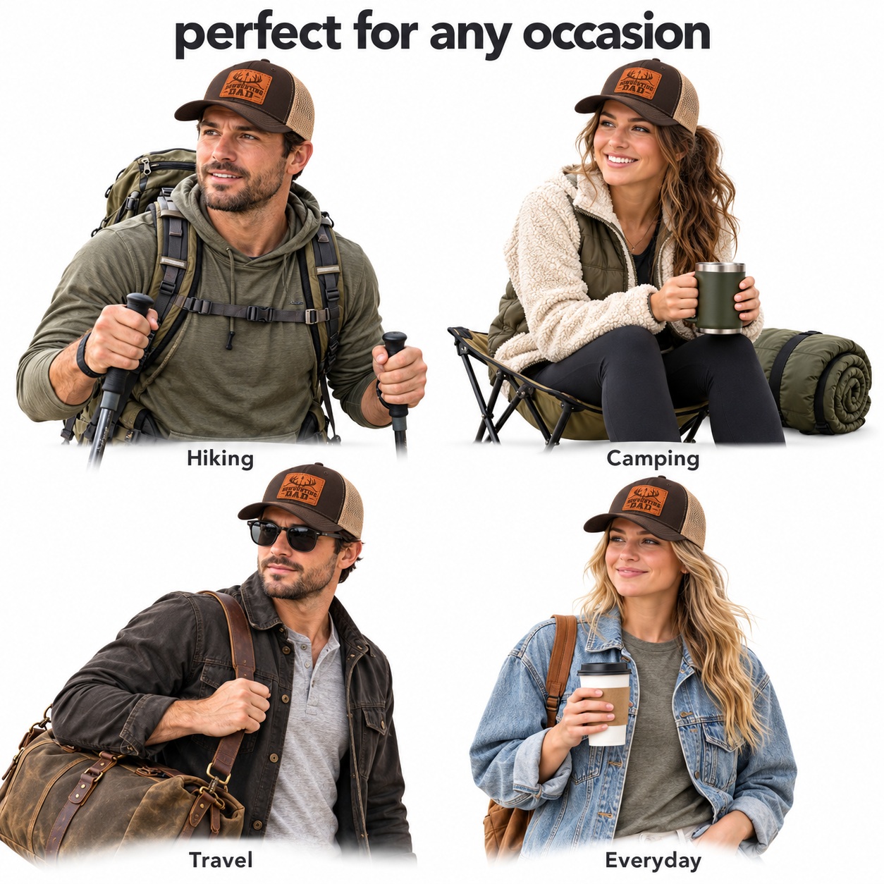 Bowhunting Dad Antler And Bow Graphic Leather Patch Trucker Hat product details