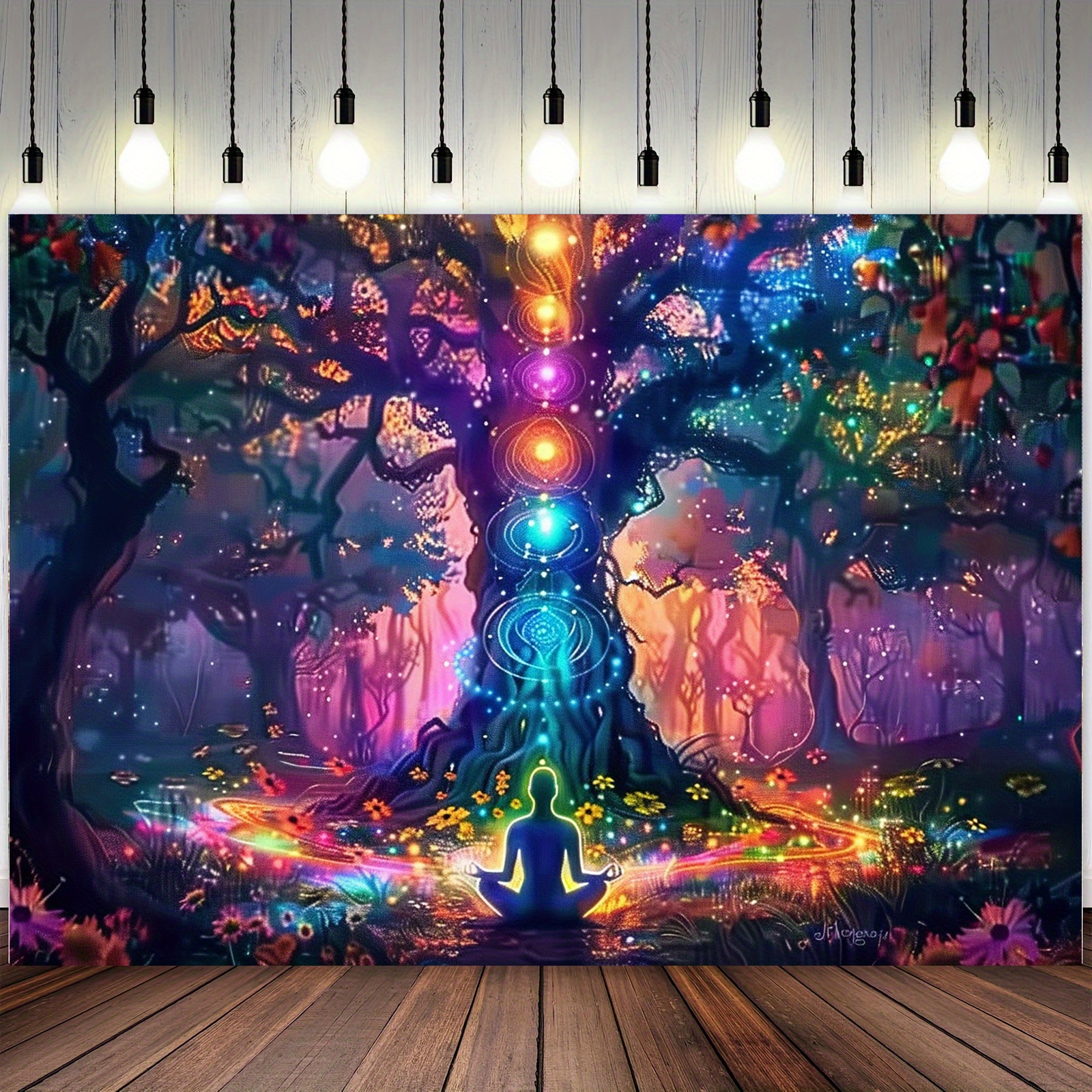 Banner | Life Tree Chakra Yoga Tapestry - Spiritual Wall Decor, No Electricity Needed, Easy To Hang - Suitable For Meditation Rooms, Yoga Studios_voghion.com