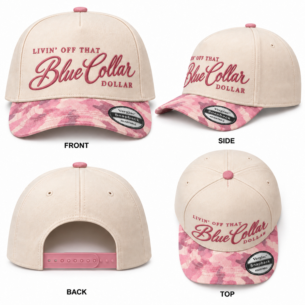 Livin Off That Blue Collar Dollar 5-Panel Trucker Hat product details