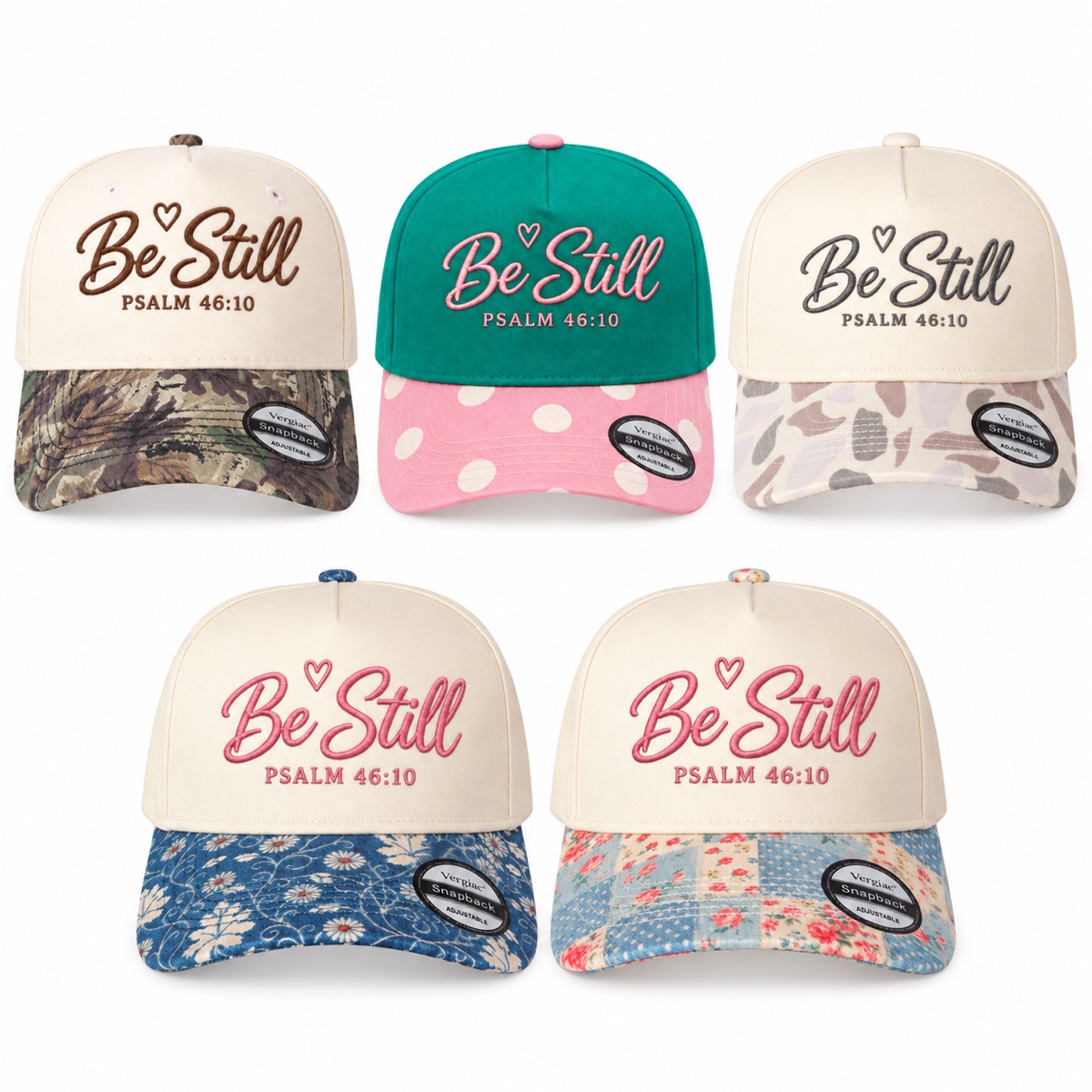 Be Still Psalm 46:10 5-Panel Trucker Hat product details