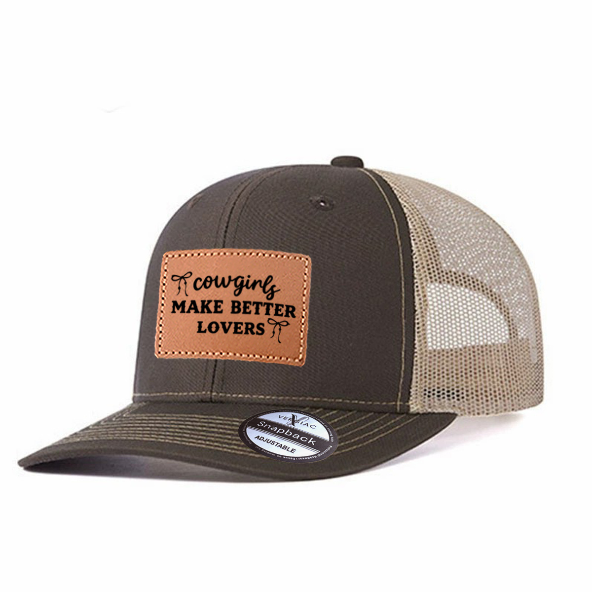 Cowgirls Make Better Lovers Leather Patch Trucker Hat product details