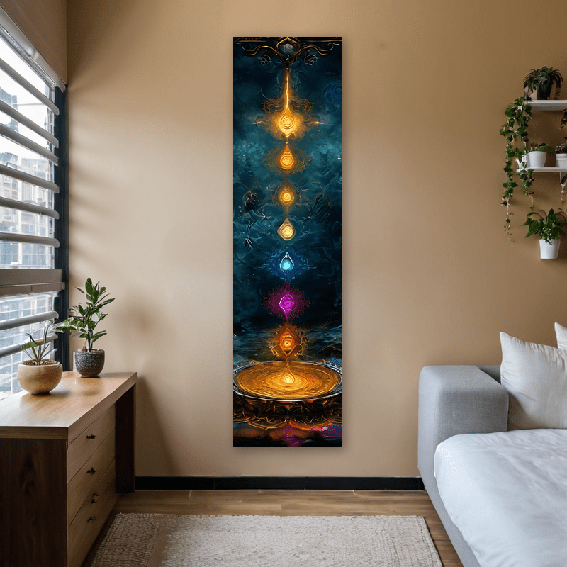 1 Stück farbenfroher Chakra-Energie-Mandala-Wandteppich aus waschbarem Polyester mit sieben Chakra-Steinen für Yogastudios und spirituelle Meditationsräume_voghion.com