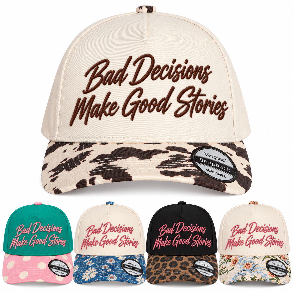 Bad Decisions Make Good Stories 5-Panel Trucker Hat product details
