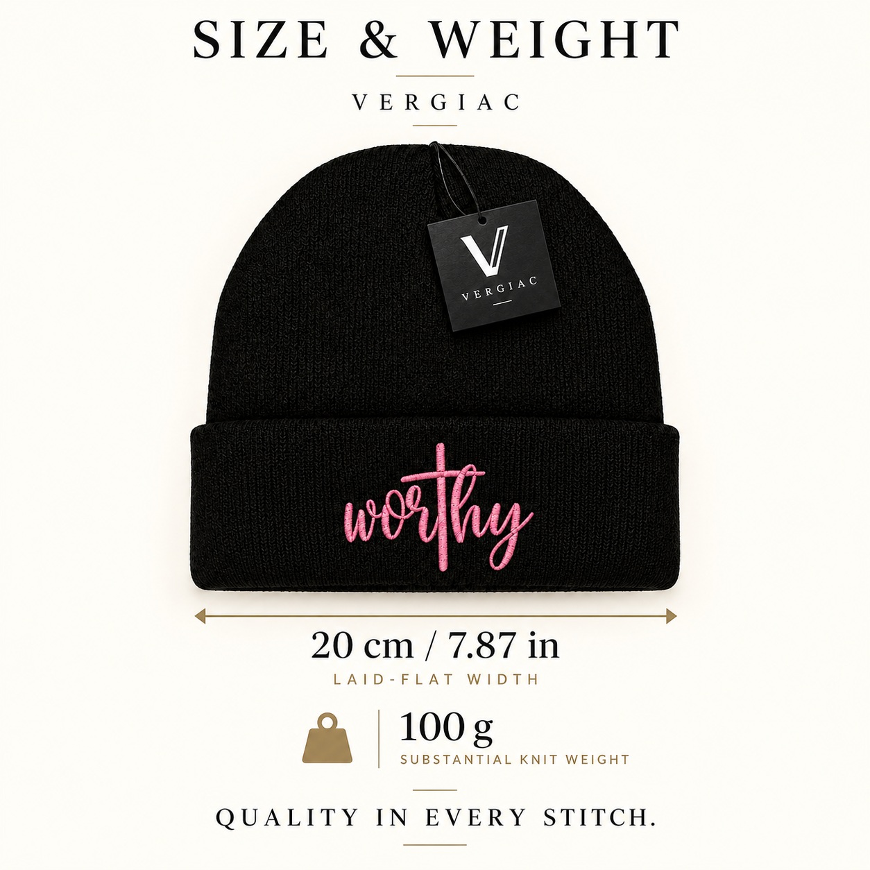 Worthy Embroidered Knit Beanie product details