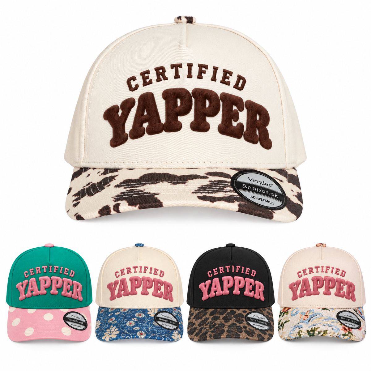 Certified Yapper Novelty Rounded 5-Panel Trucker Hat product details