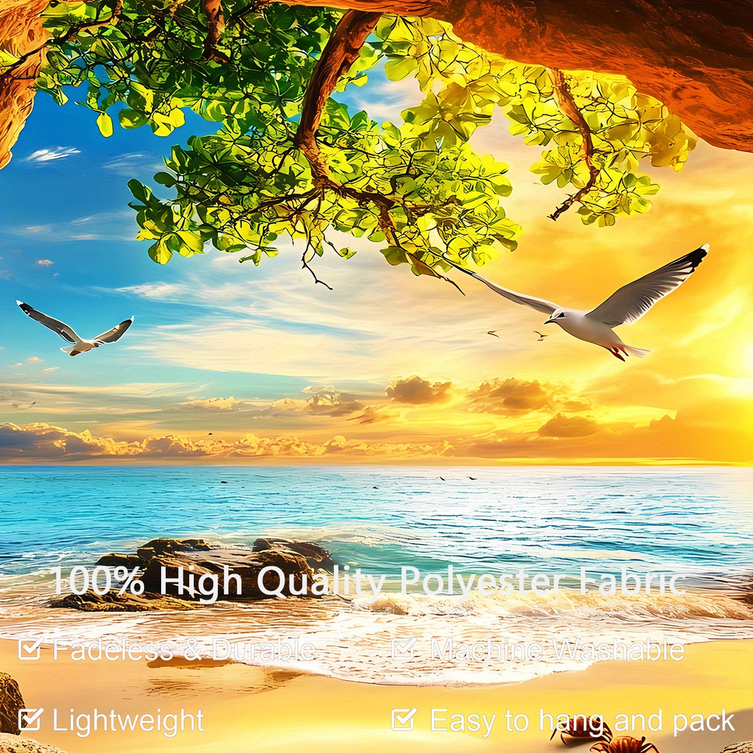 2D Flat Ultra Large Rock Cave Seaside Landscape Aesthetics Tapestry High Definition Print Birthday Gift Home Decoration With Free Hanging Clips_voghion.com