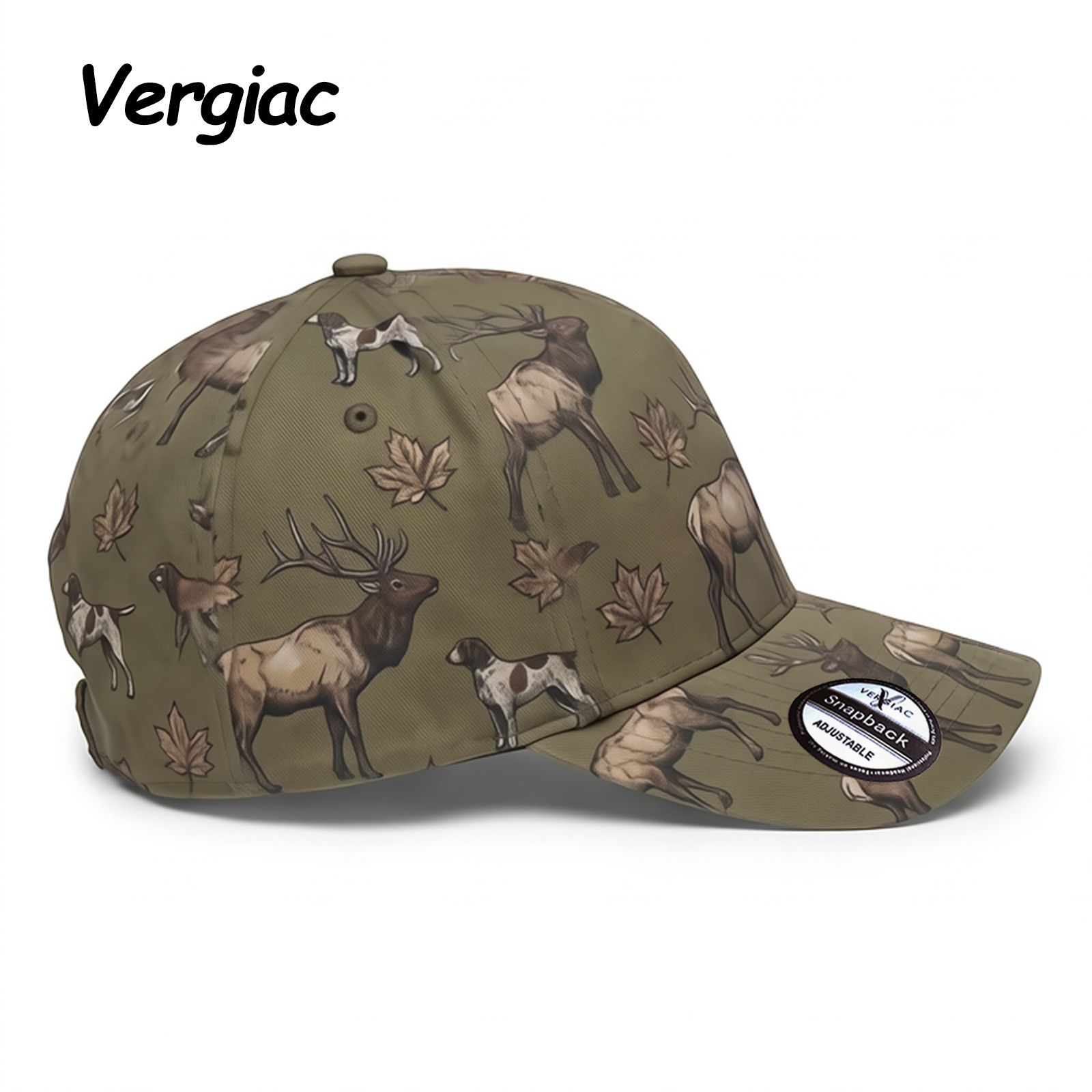 Hunting Elk And Dog Camouflage All-over Print Cotton Trucker Hat product details