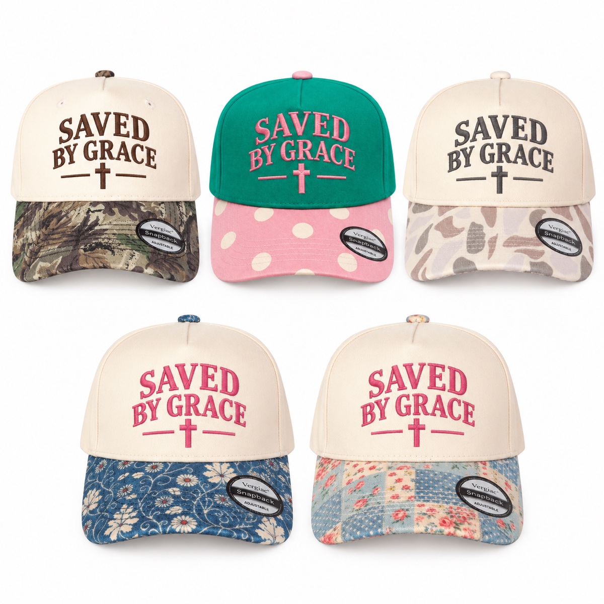 Saved By Grace 5-Panel Trucker Hat product details