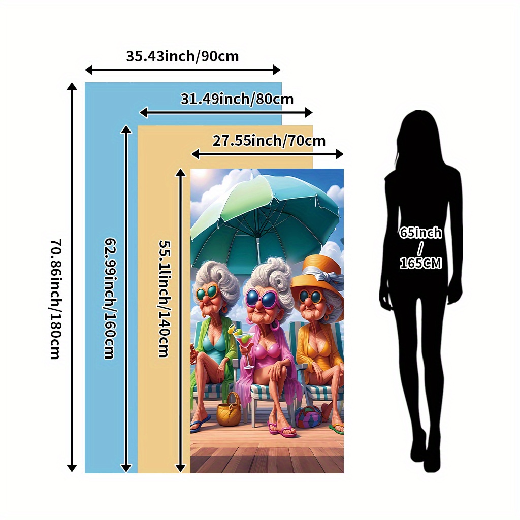 Grannies Pattern Vacation Themed Beach Towel Soft Lightweight Beach Towel Perfect For Couples Great Gift Summer Outdoor Travel Swimming Fitness Yoga_voghion.com