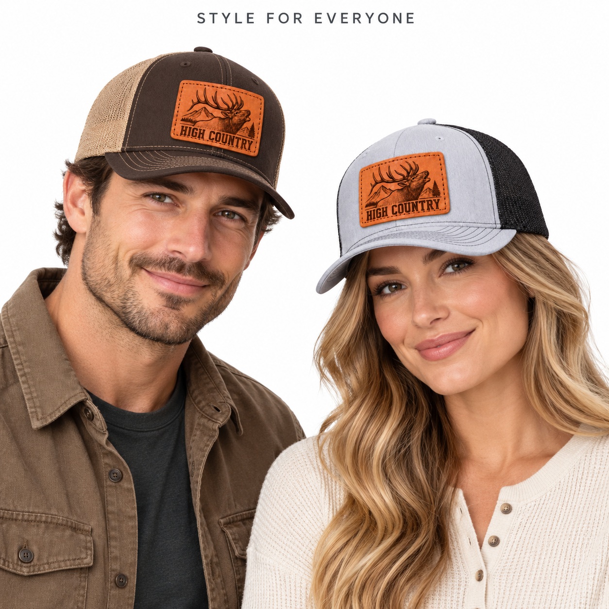 High Country Leather Patch Trucker Hat product details