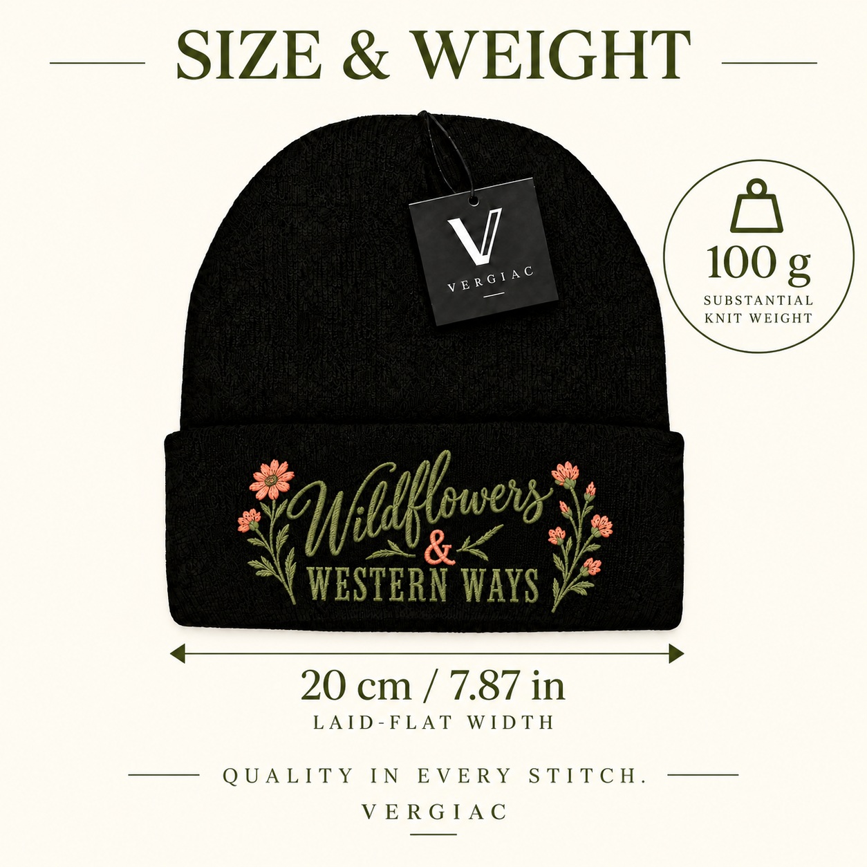 Wildflowers & Western Ways Embroidered Knit Beanie product details