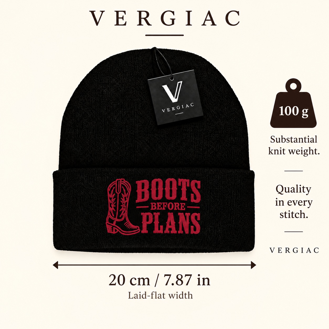 Boots Before Plans Embroidered Knit Beanie product details