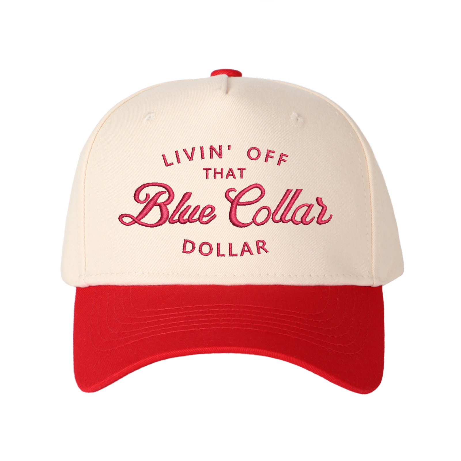 Livin' Off That Blue Collar Dollar Embroidered Trucker Hat product details