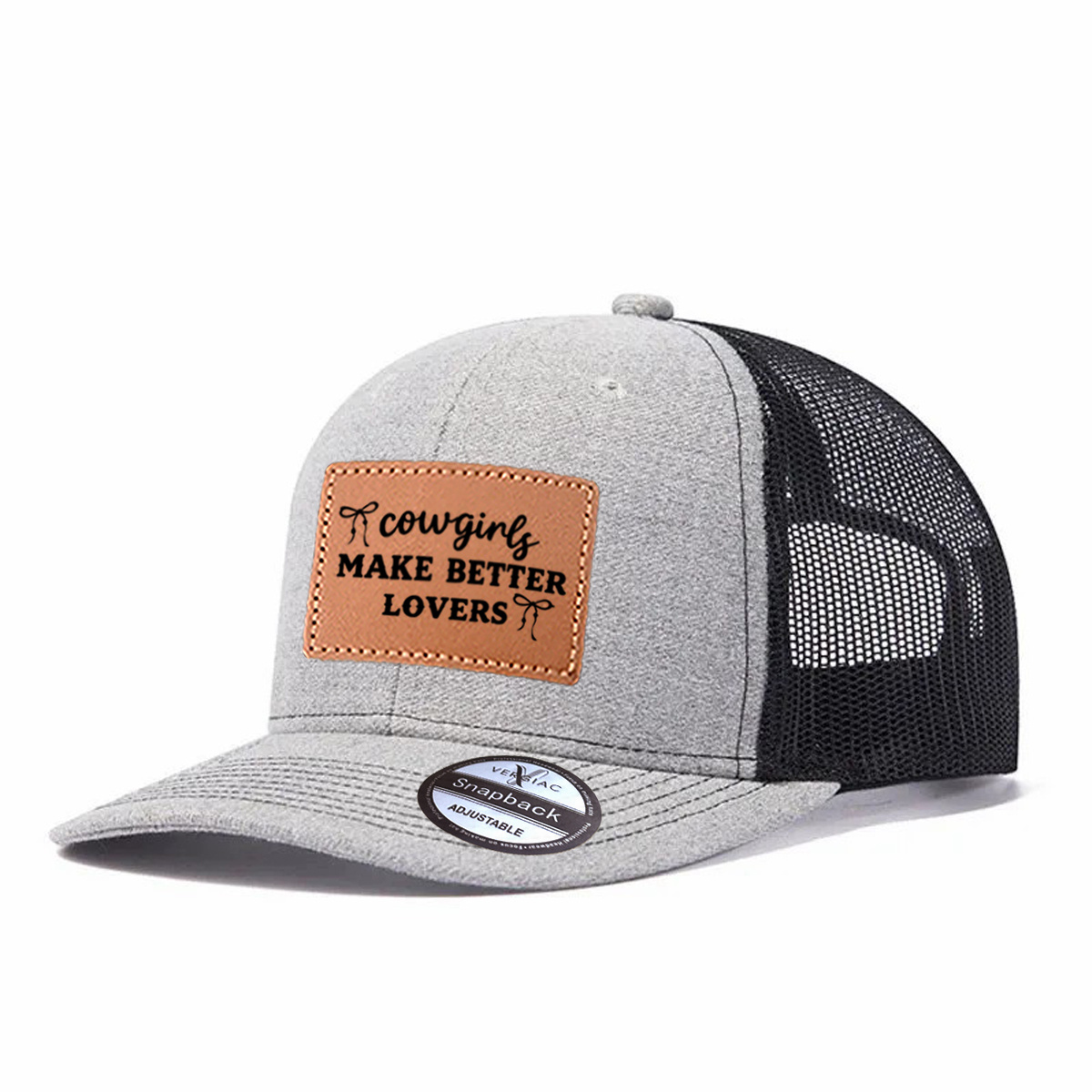 Cowgirls Make Better Lovers Leather Patch Trucker Hat product details