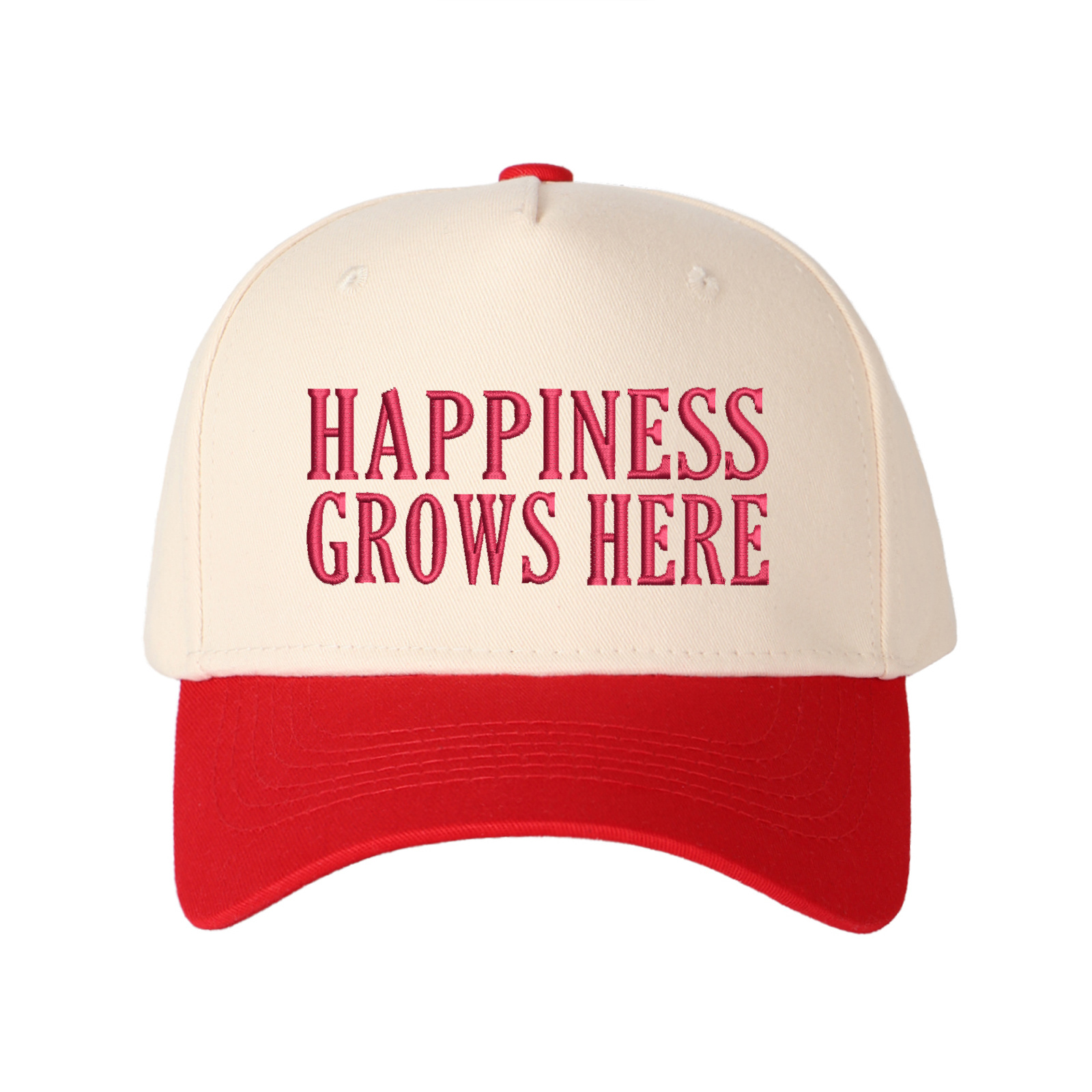 Happiness Grows Here Embroidered Trucker Hat product details