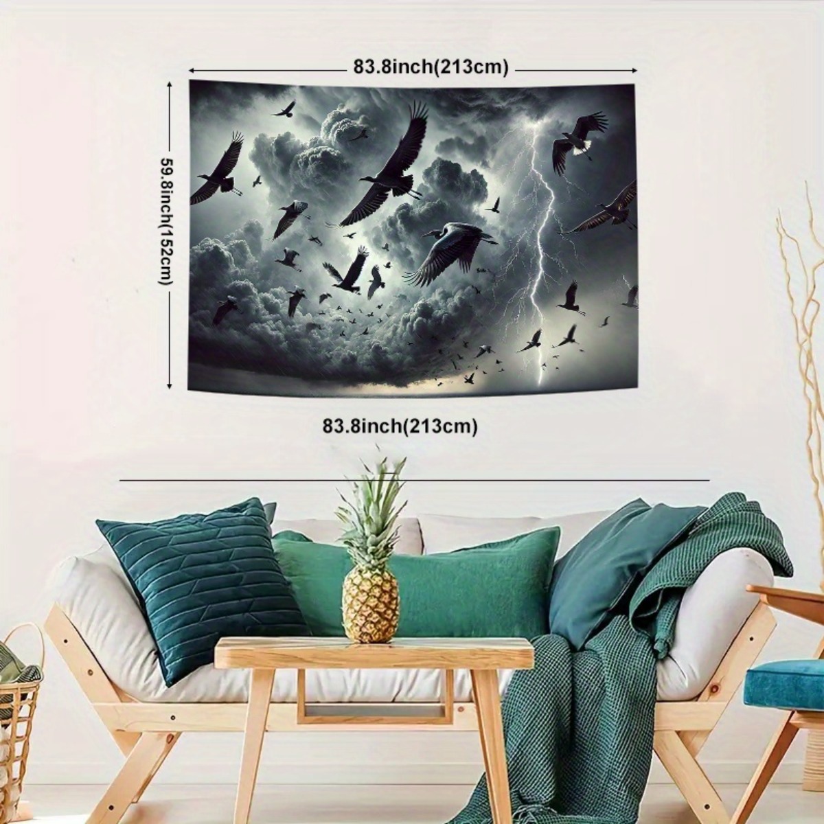 243.84x182.88cm Fabric Large Wall Tapestry Dramatic Storm Birds With Thunderclouds Lightning Wall Art For Living Room Bedroom Office Event Backdrop_voghion.com