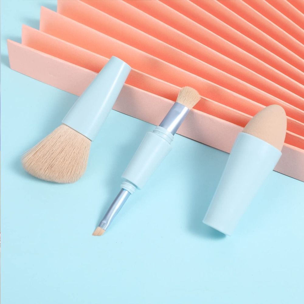 Multitasker 4-in-1 Makeup Brushes Portable Travel Make up Brushes Detachable Makeup Brush Set
