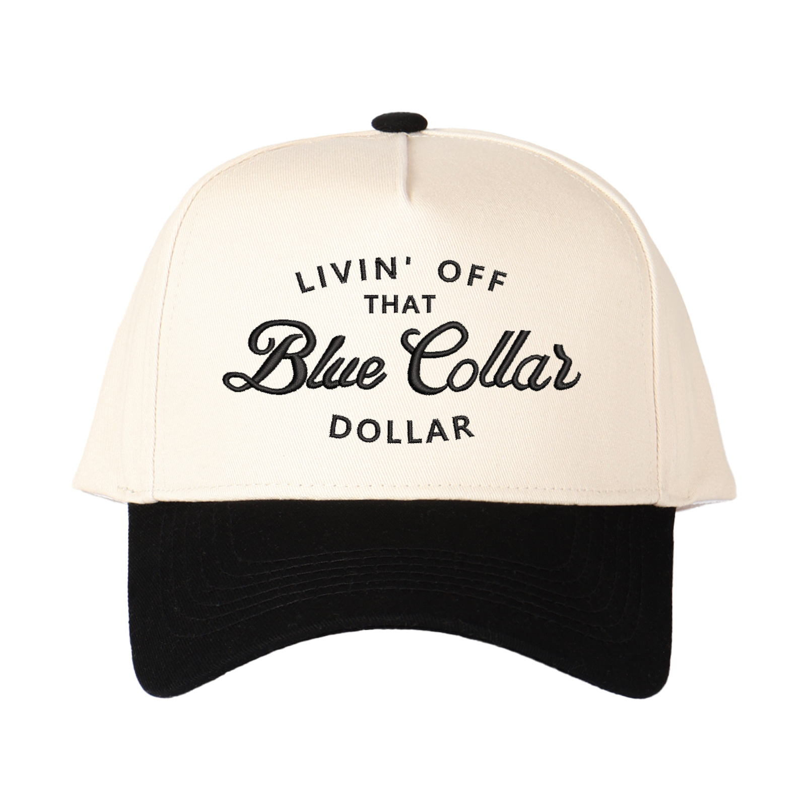 Livin' Off That Blue Collar Dollar Embroidered Trucker Hat product details