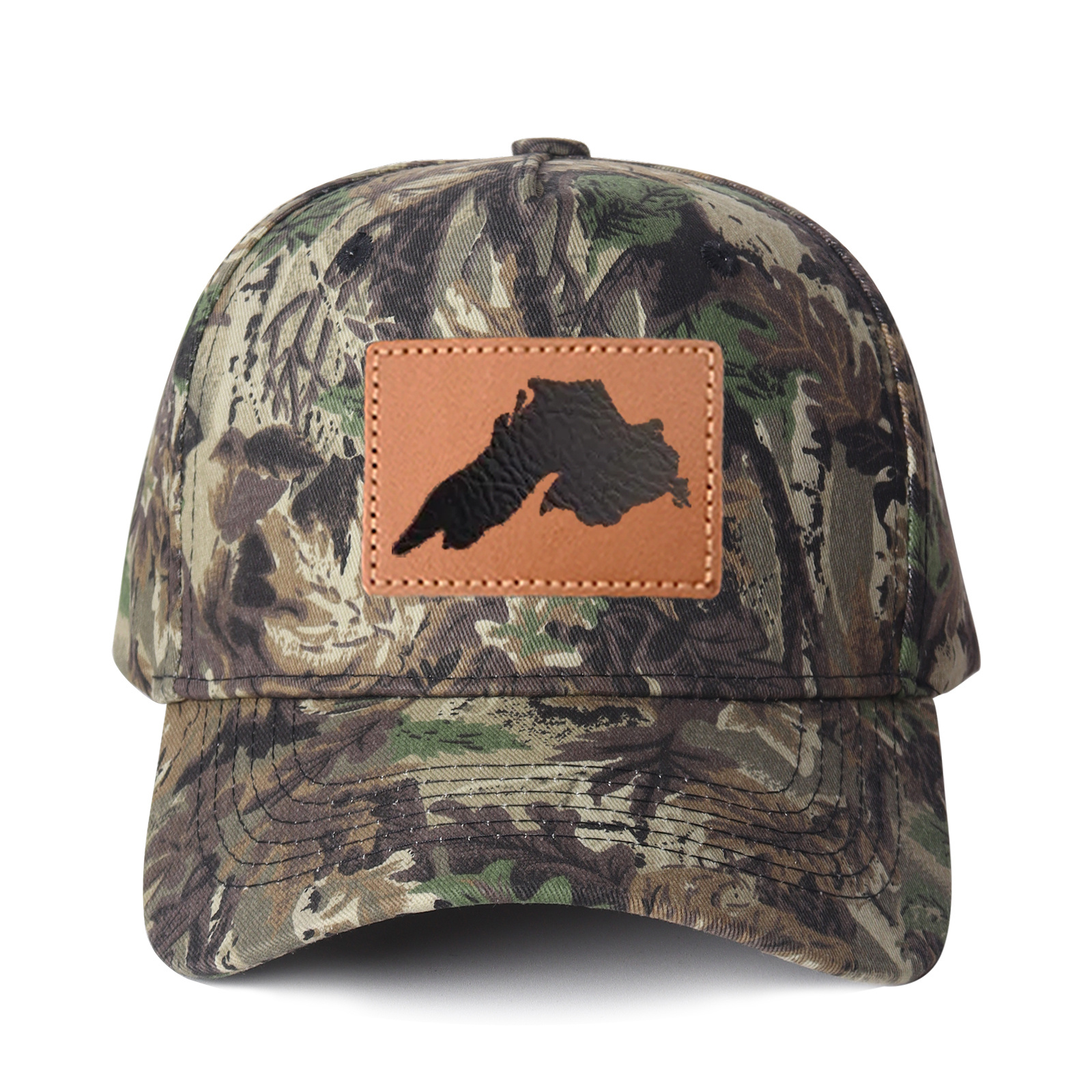 Upper Peninsula Of Michigan Leather Patch Trucker Hat product details