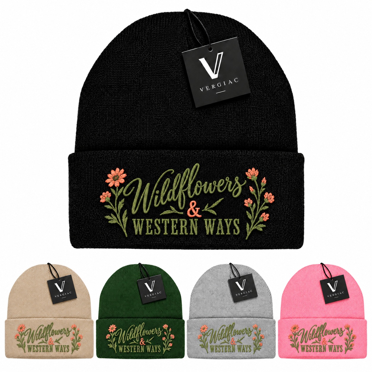 Wildflowers & Western Ways Embroidered Knit Beanie product details