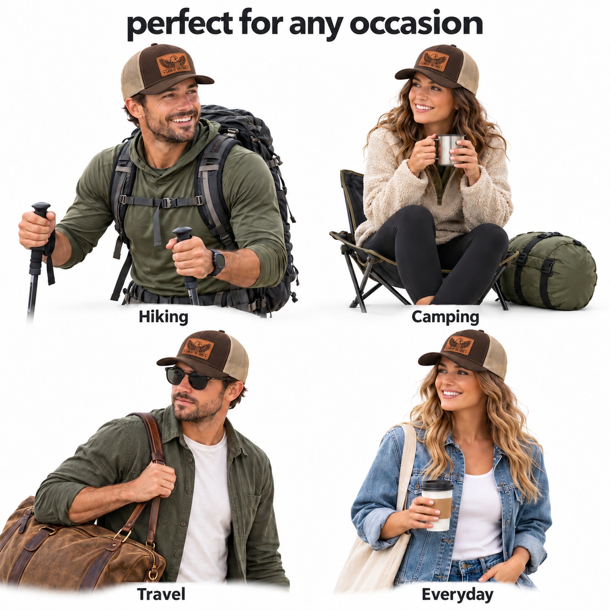 Land of the Free Leather Patch Trucker Hat product details
