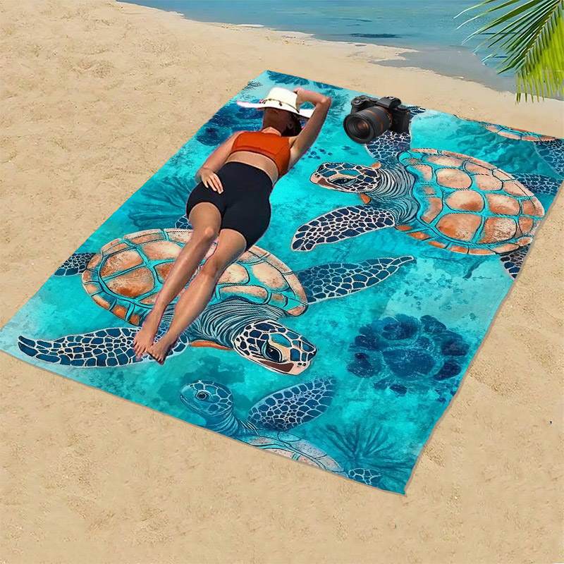 Extra Large Sea Turtle Print Beach Towel Ultra Soft Quick Dry Microfiber Multipurpose For Yoga Swimming Camping Beach Blanket Modern_voghion.com